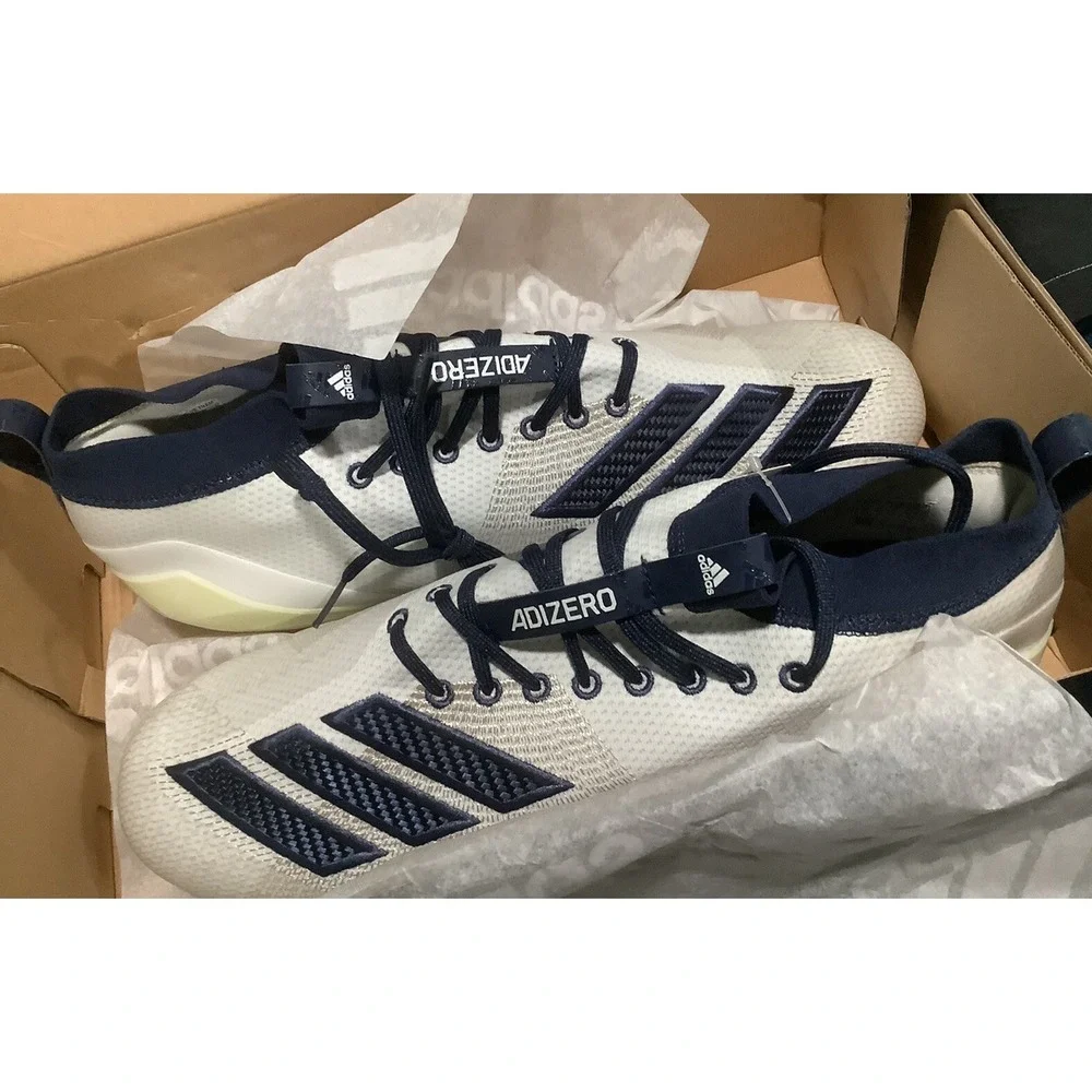 Adidas Adizero 8.0 Football Cleats White Navy Blue F35184 Men's Size 16